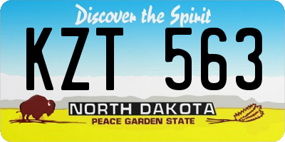 ND license plate KZT563