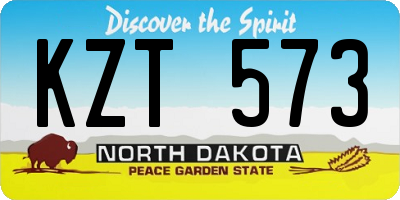 ND license plate KZT573