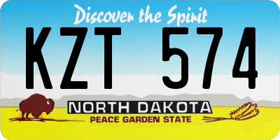 ND license plate KZT574