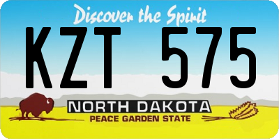 ND license plate KZT575