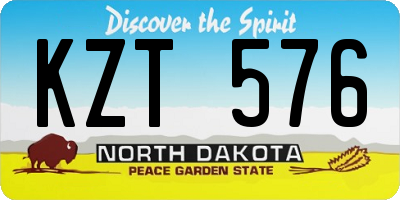 ND license plate KZT576