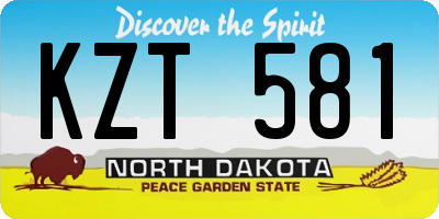 ND license plate KZT581