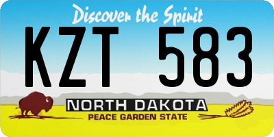 ND license plate KZT583