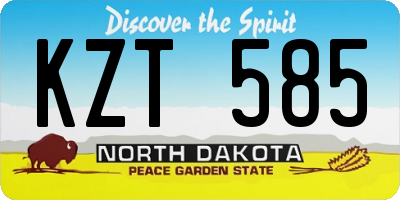 ND license plate KZT585