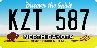 ND license plate KZT587