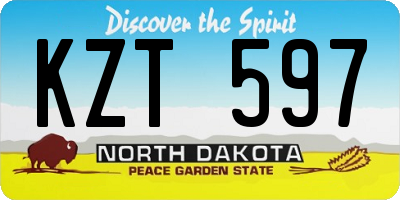 ND license plate KZT597