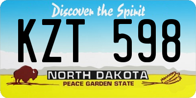 ND license plate KZT598