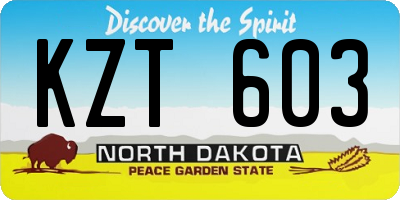 ND license plate KZT603