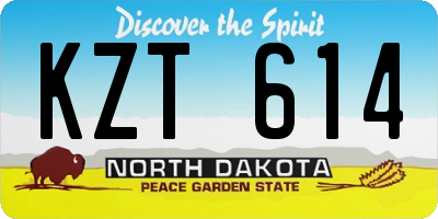 ND license plate KZT614