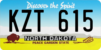 ND license plate KZT615