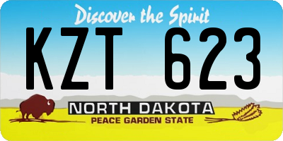 ND license plate KZT623