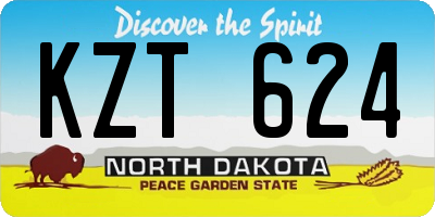 ND license plate KZT624