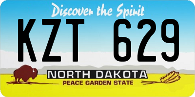 ND license plate KZT629