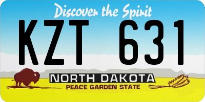 ND license plate KZT631