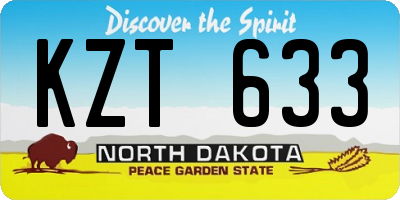 ND license plate KZT633