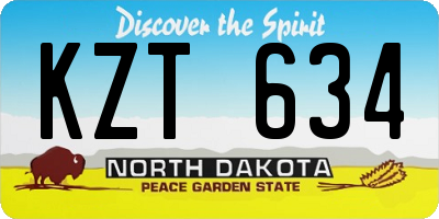 ND license plate KZT634