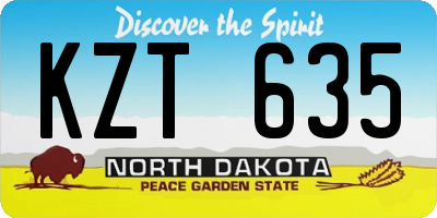 ND license plate KZT635