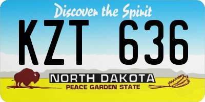 ND license plate KZT636