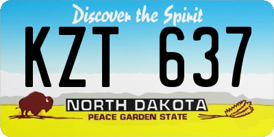 ND license plate KZT637