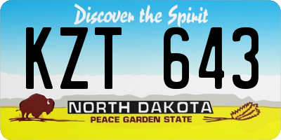 ND license plate KZT643