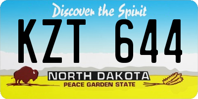 ND license plate KZT644