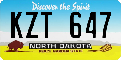 ND license plate KZT647