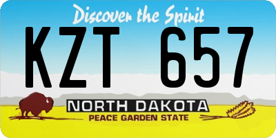 ND license plate KZT657