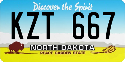 ND license plate KZT667