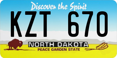 ND license plate KZT670