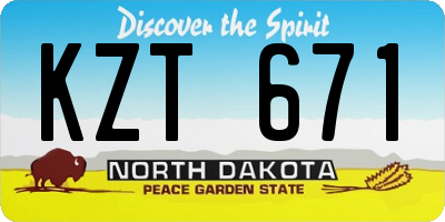 ND license plate KZT671