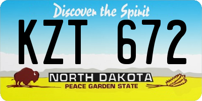 ND license plate KZT672