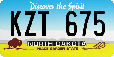 ND license plate KZT675