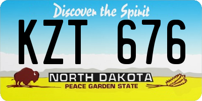 ND license plate KZT676