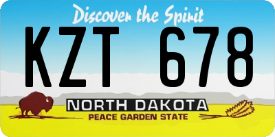 ND license plate KZT678
