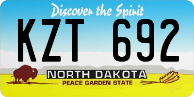 ND license plate KZT692