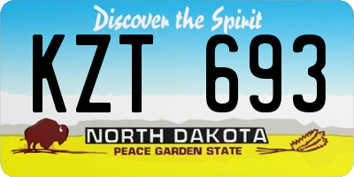 ND license plate KZT693