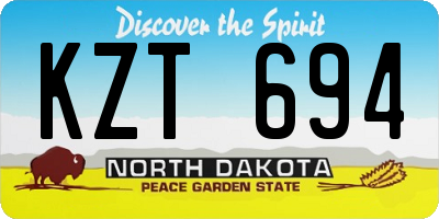 ND license plate KZT694