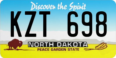 ND license plate KZT698
