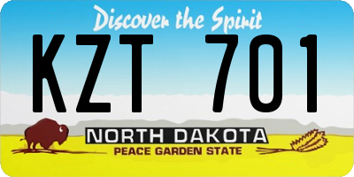 ND license plate KZT701