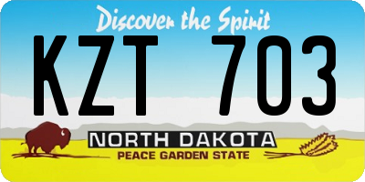 ND license plate KZT703