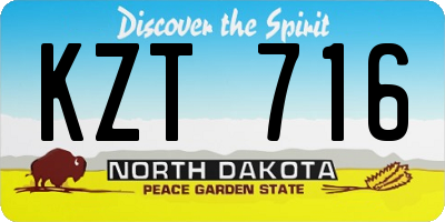 ND license plate KZT716