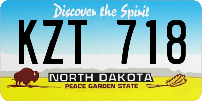 ND license plate KZT718