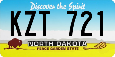 ND license plate KZT721