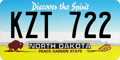 ND license plate KZT722