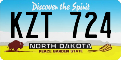 ND license plate KZT724