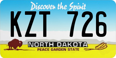 ND license plate KZT726