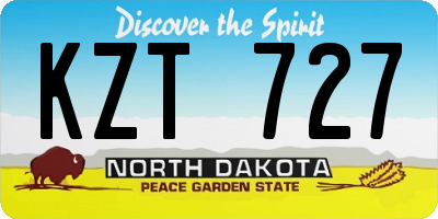 ND license plate KZT727