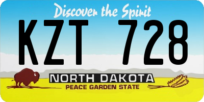 ND license plate KZT728