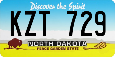 ND license plate KZT729