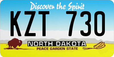ND license plate KZT730
